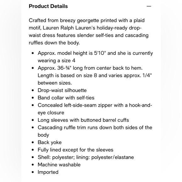 RALPH LAUREN TARTAN DROP-WAIST DRESS - Picture 4 of 6